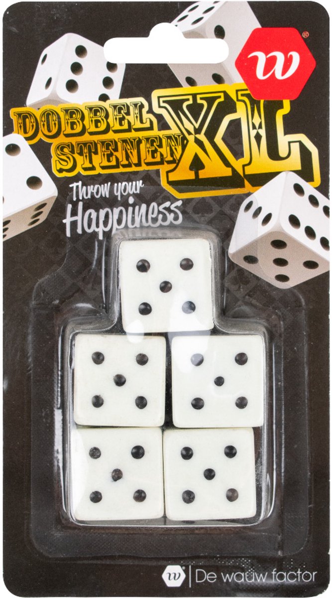 XL Dobbelstenen | 5 stuks | Kleur: Wit